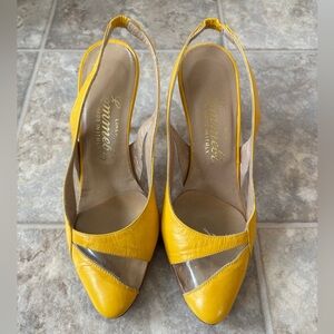 Yellow Emmebi Slingback Heels
